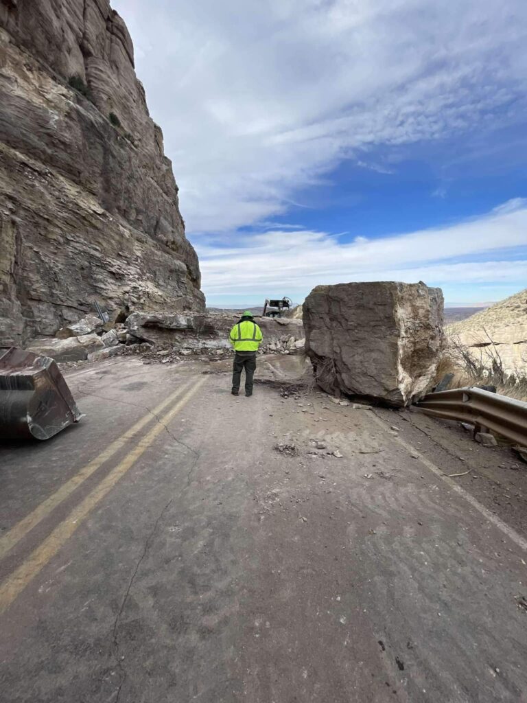 Rock Slide Blocks US Route 82 Cloudcroft to Alamogordo